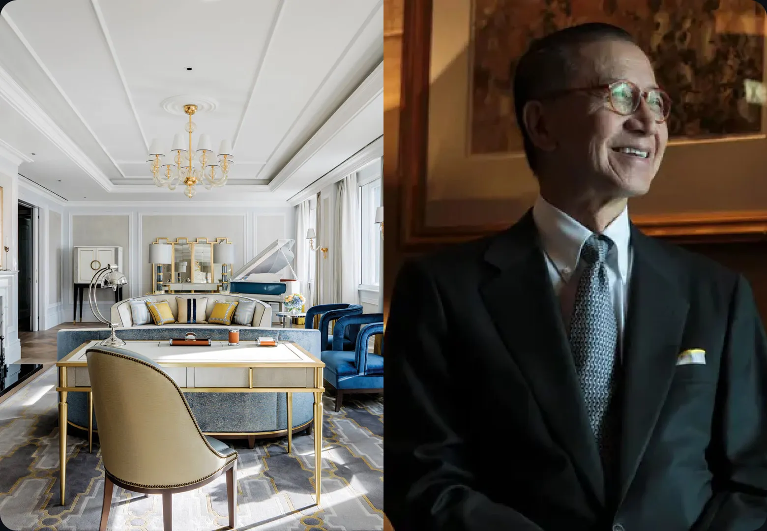 A Langham suite beside a portrait of Dr. Lo Ka Shui