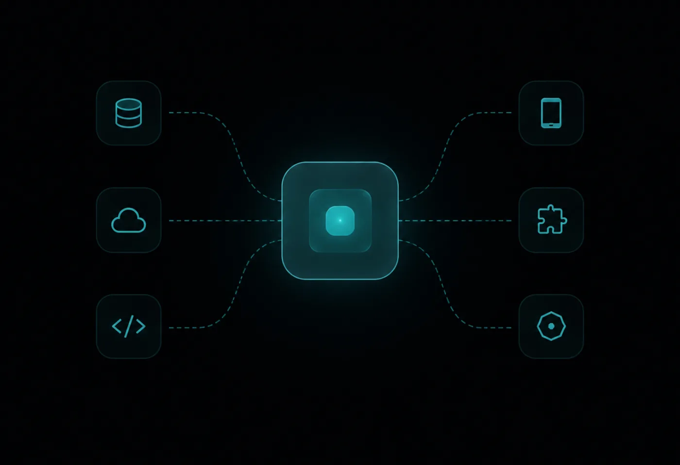 GRAVTY connects a central platform out to every loyalty touchpoint — data, mobile, code, partners, storefronts, IoT, analytics, identity, and more — via a network of teal connections.